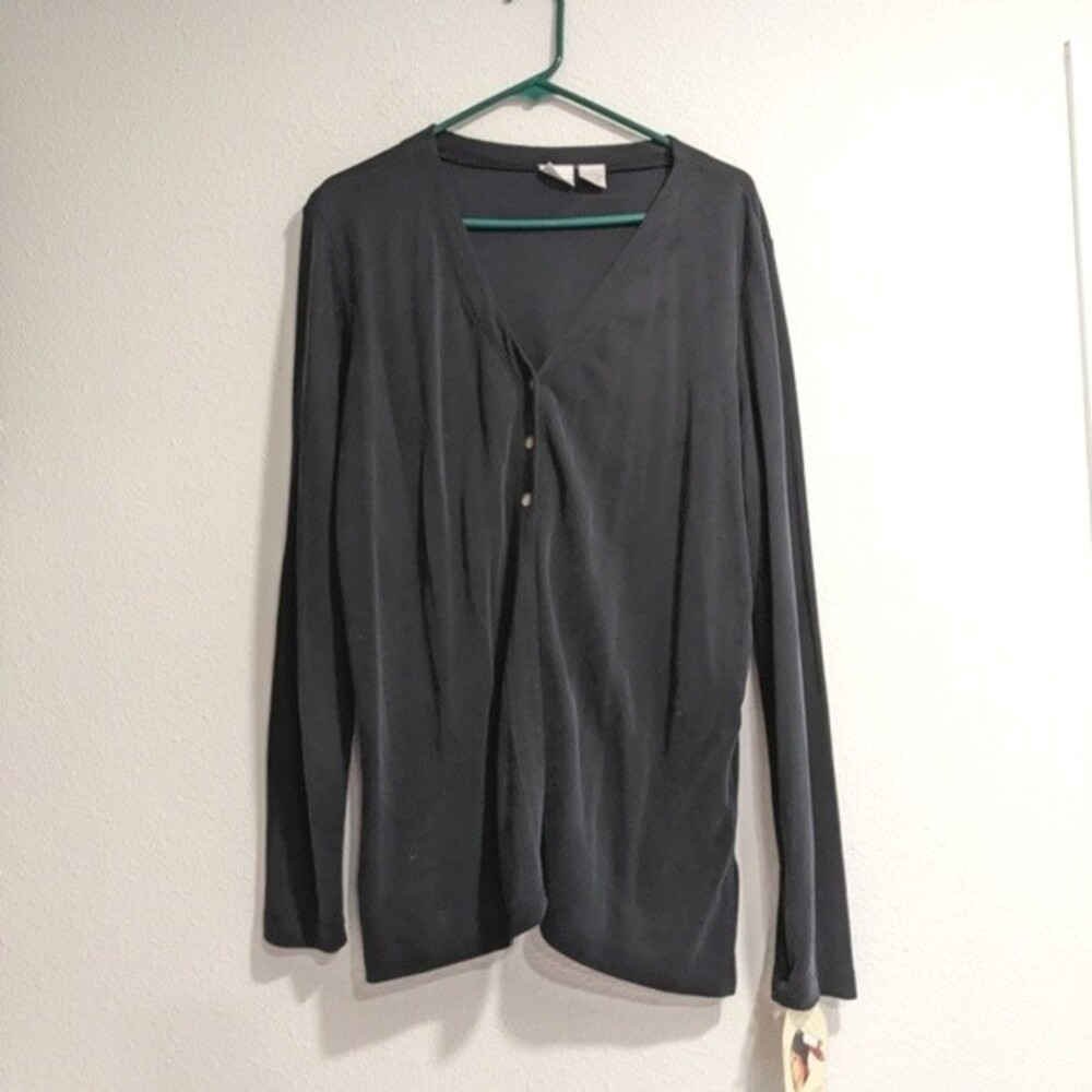 Cherokee Black Vneck Three Button Cardigan, Women's Large